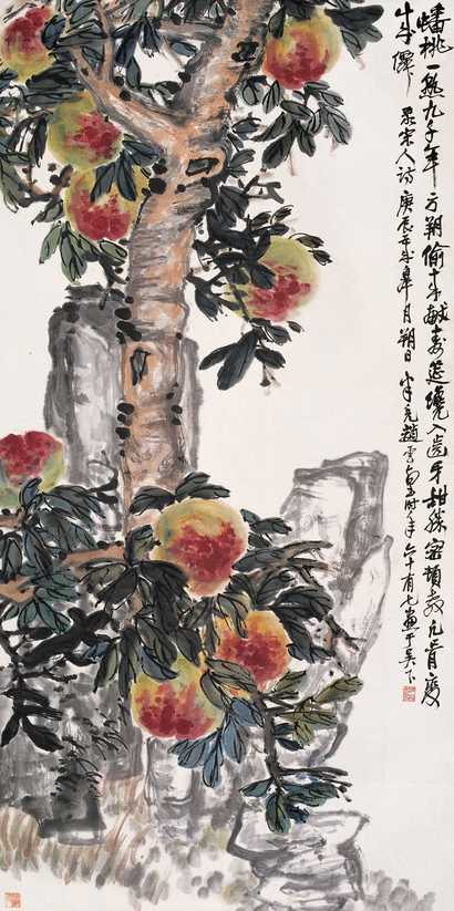 赵云壑 1940年作 蟠桃一熟九千年 立轴